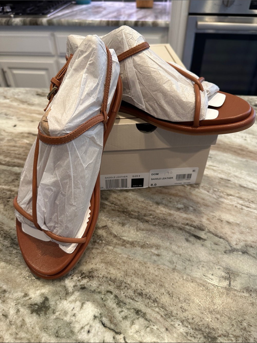 Dolce Vita DOM Leather Sandals Saddle Brown Size 8 NIB Cushioned Comfort - Picture 6 of 10